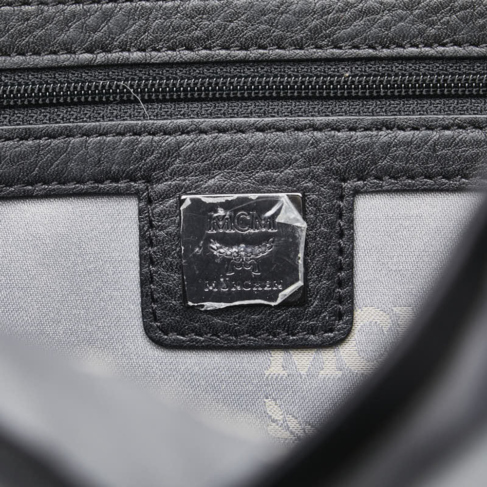 MCM Visetos Logogram Studded Rucksack Backpack White Black Leather - Picture 10 of 11